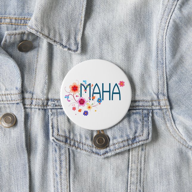 Badge Rond 7,6 Cm MAHA Floral (En situation)