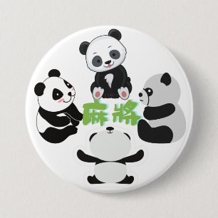 Badge Rond 7,6 Cm Mahjong Panda Cute Funny