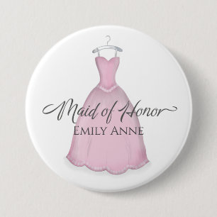 Badge Rond 7,6 Cm Maid of Honor Jolie Mariage Vintage robe mignonne