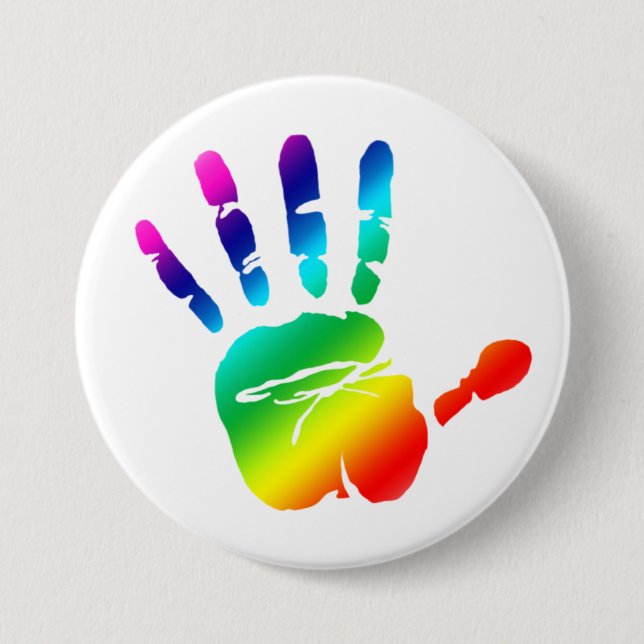 Badge Rond 7,6 Cm Main arc-en-ciel (Devant)