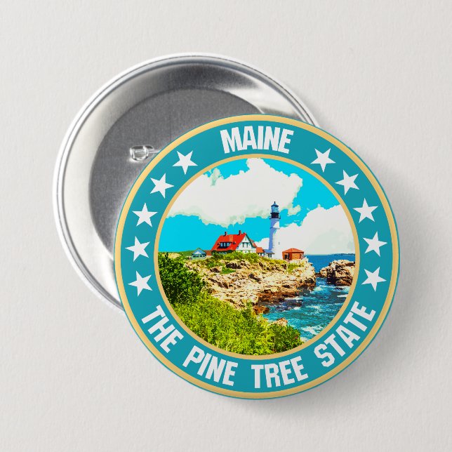 Badge Rond 7,6 Cm Maine (Devant & derrière)