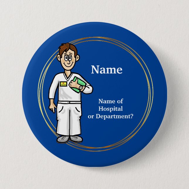 Badge Rond 7,6 Cm Male Nurse Customize Button (Devant)