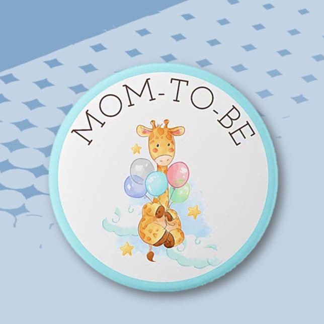 Badge Rond 7,6 Cm Maman À Être Baby shower Bouton Giraffe (Créateur téléchargé)