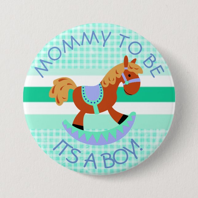 Badge Rond 7,6 Cm Maman sera Cheval Rocker Baby shower Button (Devant)