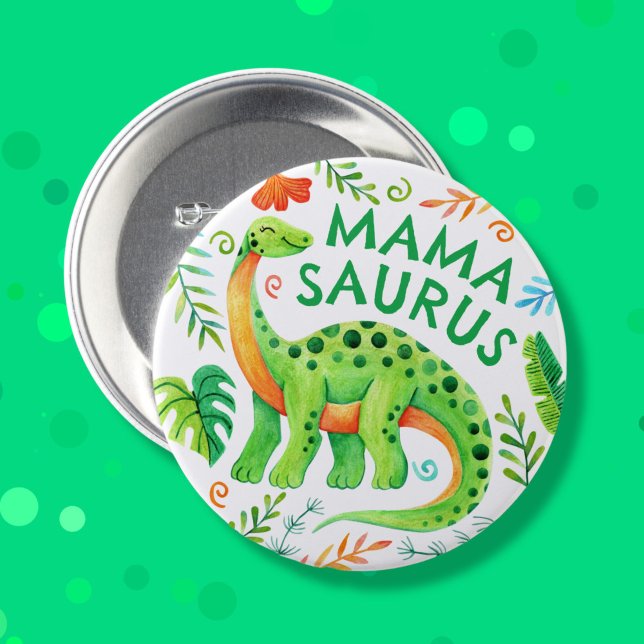 Badge Rond 7,6 Cm Mamasaurus Dinosaur Maman du garçon d'anniversaire (Mamasaurus Dinosaur Mom of the Birthday Boy Button)