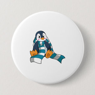 Badge Rond 7,6 Cm Manchot avec écharpe