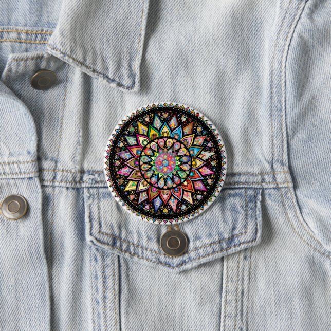 Badge Rond 7,6 Cm Mandala (En situation)