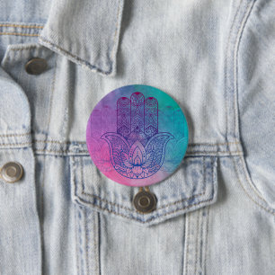 Badge Rond 7,6 Cm Mandala Henna   Lotus Hand