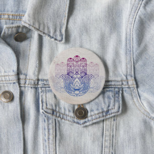 Badge Rond 7,6 Cm Mandala Henna   Lotus Hand