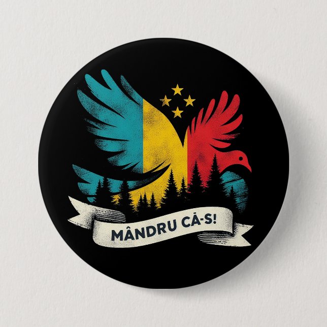Badge Rond 7,6 Cm Mandru ca-s roman (Devant)