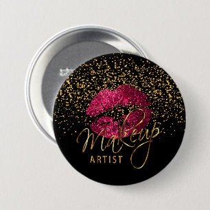 Badge Rond 7,6 Cm Maquilleur professionnel - lèvres de roses indien