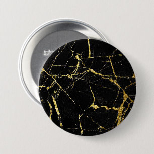 Badge Rond 7,6 Cm Marbre noir et or