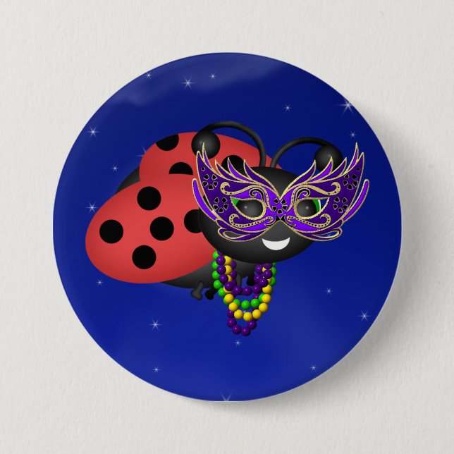 Badge Rond 7,6 Cm Mardi Gras Ladybug (Devant)