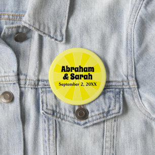 Badge Rond 7,6 Cm Mariage de citron d'été