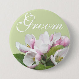 Badge Rond 7,6 Cm Mariage fleur de pomme rose clair
