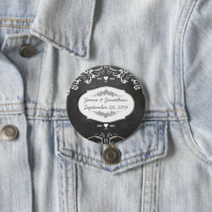Badge Rond 7,6 Cm Mariages à la typographie sur tableau noir