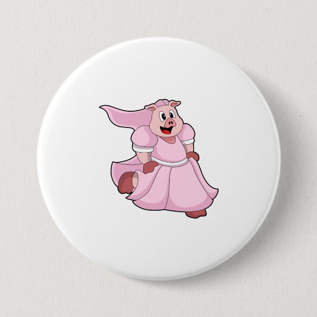 Badge Rond 7,6 Cm Mariée cochon en robe de mariée (Devant)