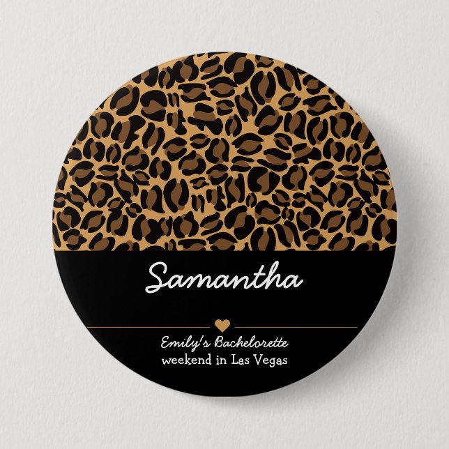 Badge Rond 7,6 Cm Mariée EVG Boujee Tendance Imprimé Léopard  (Devant)
