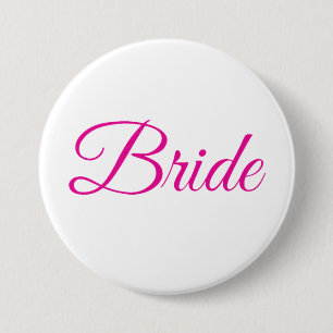 Badge Rond 7,6 Cm Mariée Mariée Fête Rose Blanc Élégant Mariage Pin
