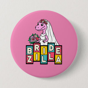 Badge Rond 7,6 Cm Mariée Zilla Retro