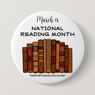 Badge Rond 7,6 Cm Mars est le mois national de la lecture