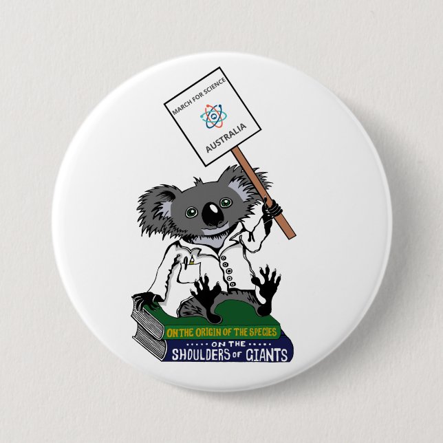 Badge Rond 7,6 Cm Mars pour la Science Australie - koala (Devant)