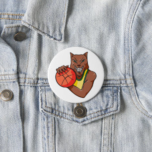 Badge Rond 7,6 Cm Mascotte de basket-ball sauvage Fierce
