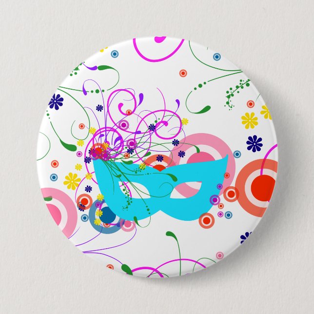 Badge Rond 7,6 Cm Masque Purim (Devant)