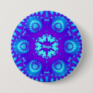 Badge Rond 7,6 Cm MAYA ~ COOL! ~ Nuances de Pourpre et de Bleu ~