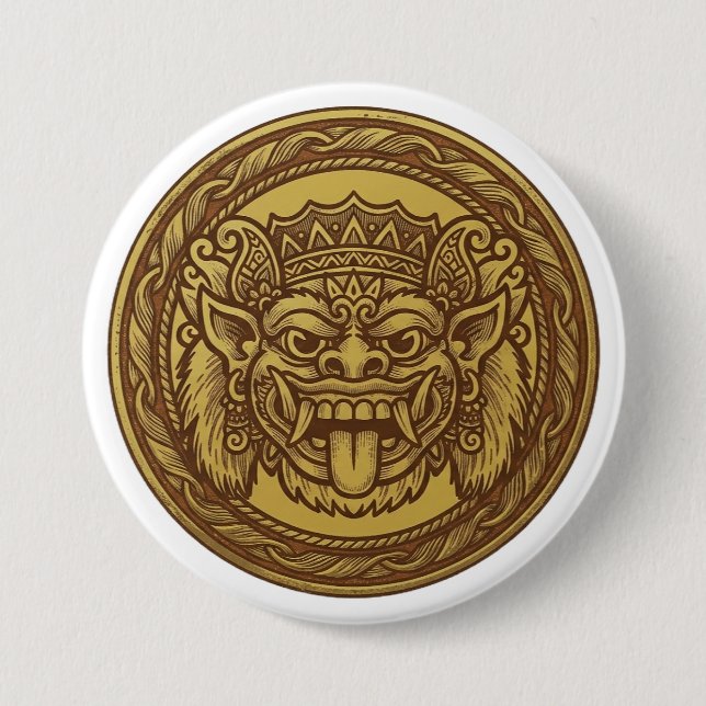 Badge Rond 7,6 Cm Médaille du Barong couronné (Devant)