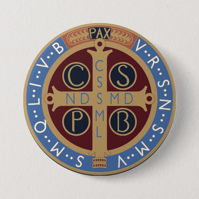 Badge Rond 7,6 Cm Médaille Saint Benoît (Devant)