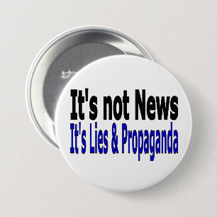 Badge Rond 7,6 Cm Médias Mensonges et propagande texte noir et bleu