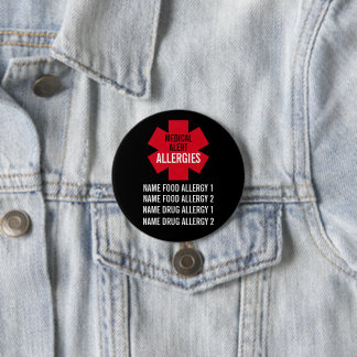 Badge Rond 7,6 Cm Medical Alert Series Allergies Personalize 