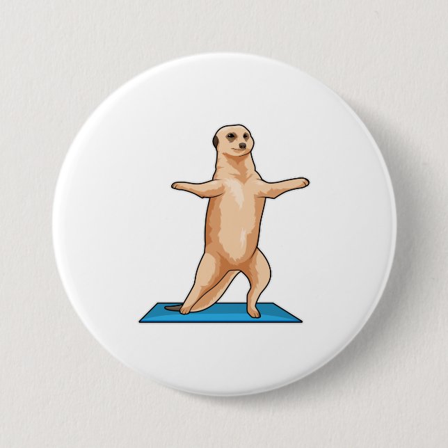 Badge Rond 7,6 Cm Meerkat à Fitness Exercice d'étirement (Devant)