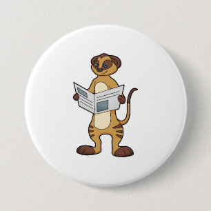 Badge Rond 7,6 Cm Meerkat à la lecture d'un journal