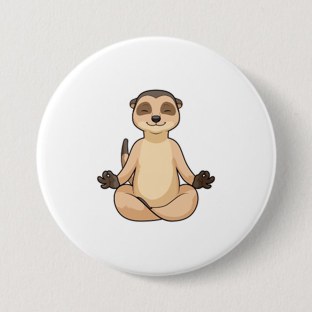 Badge Rond 7,6 Cm Meerkat à la méditation de Yoga (Devant)