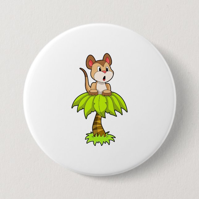 Badge Rond 7,6 Cm Meerkat avec arbre (Devant)