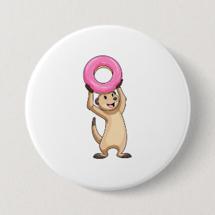 Badge Rond 7,6 Cm Meerkat avec Donut