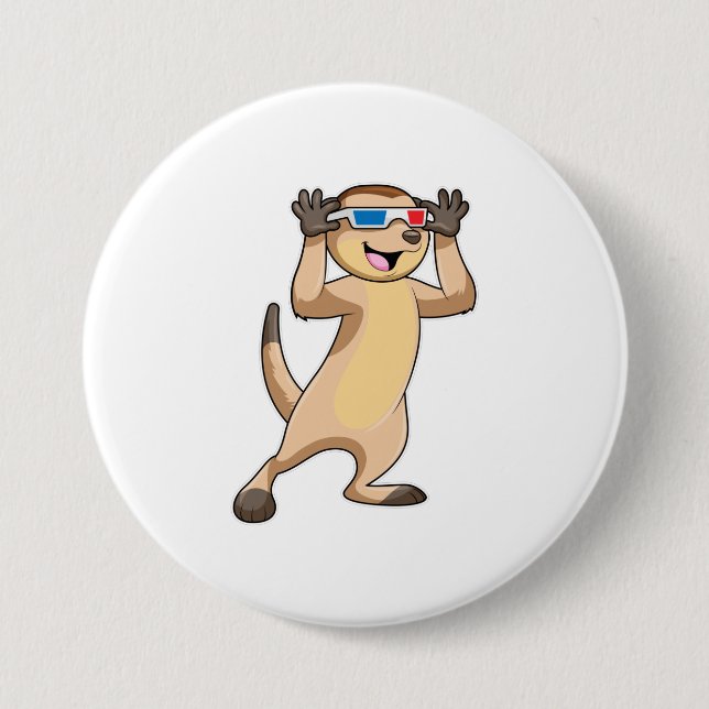 Badge Rond 7,6 Cm Meerkat avec lunettes (Devant)