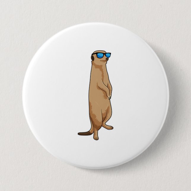 Badge Rond 7,6 Cm Meerkat avec lunettes de soleil (Devant)