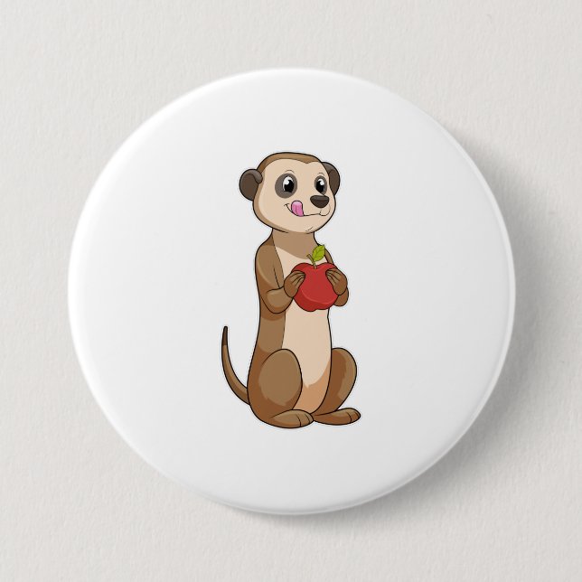 Badge Rond 7,6 Cm Meerkat avec pomme (Devant)