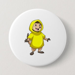 Badge Rond 7,6 Cm Meerkat avec Raincoat