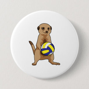 Badge Rond 7,6 Cm Meerkat avec volleyball