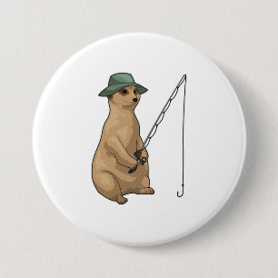 Badge Rond 7,6 Cm Meerkat Fishing Fisher