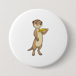 Badge Rond 7,6 Cm Meerkat with pizza