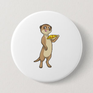 Badge Rond 7,6 Cm Meerkat with pizza
