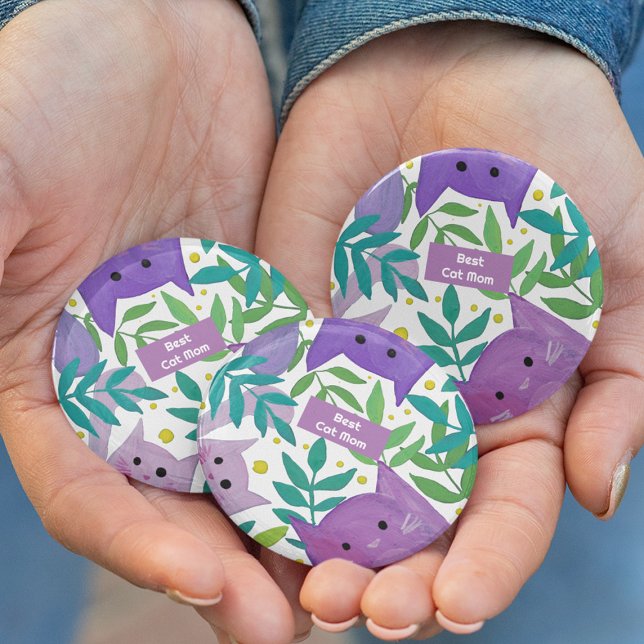 Badge Rond 7,6 Cm Meilleure maman chat Chats et branches (Créateur téléchargé)