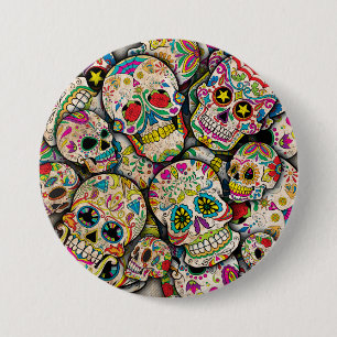 Badge Rond 7,6 Cm Meilleure vente Motif crâne sucre
