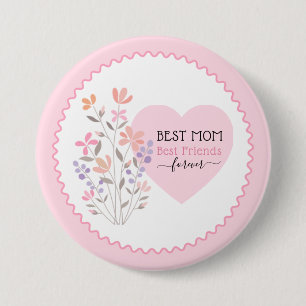 Badge Rond 7,6 Cm Meilleures Amies Pour Toujours Fleur Coeur de la F