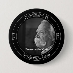 Badge Rond 7,6 Cm Mémorial photo en mémoire d'amour Noir funéraire